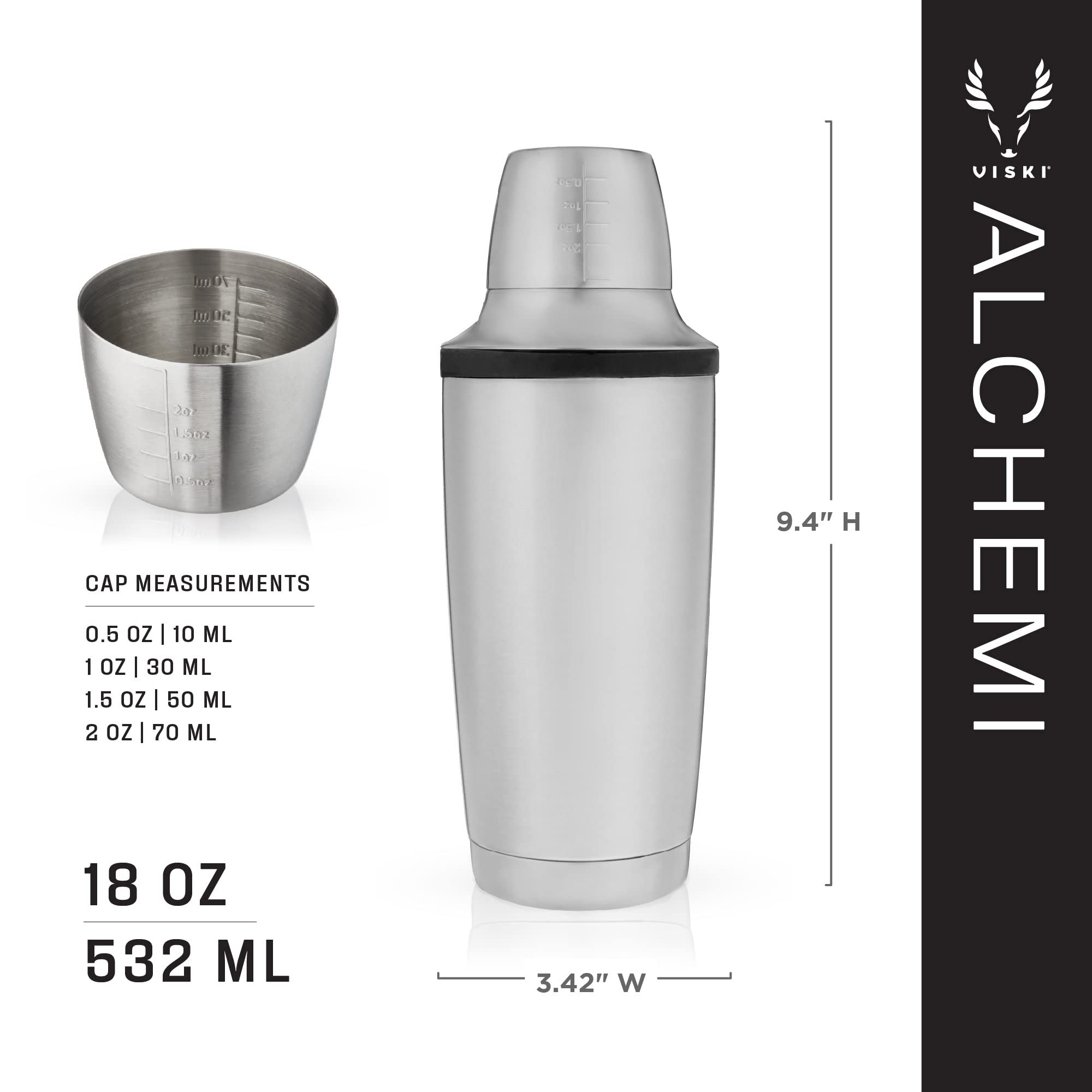 Amazon.com: Viski Alchemi Vacuum Insulated Cocktail Shaker with